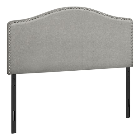 Monarch Specialties Bed, Headboard Only, Full Size, Bedroom, Upholstered, Linen Look, Grey, Transitional I 6013F